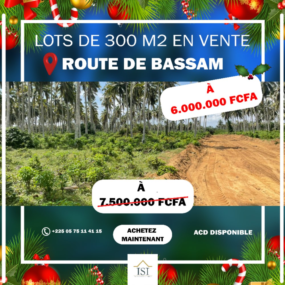 Lots de 300 M² sur la route de Bassam